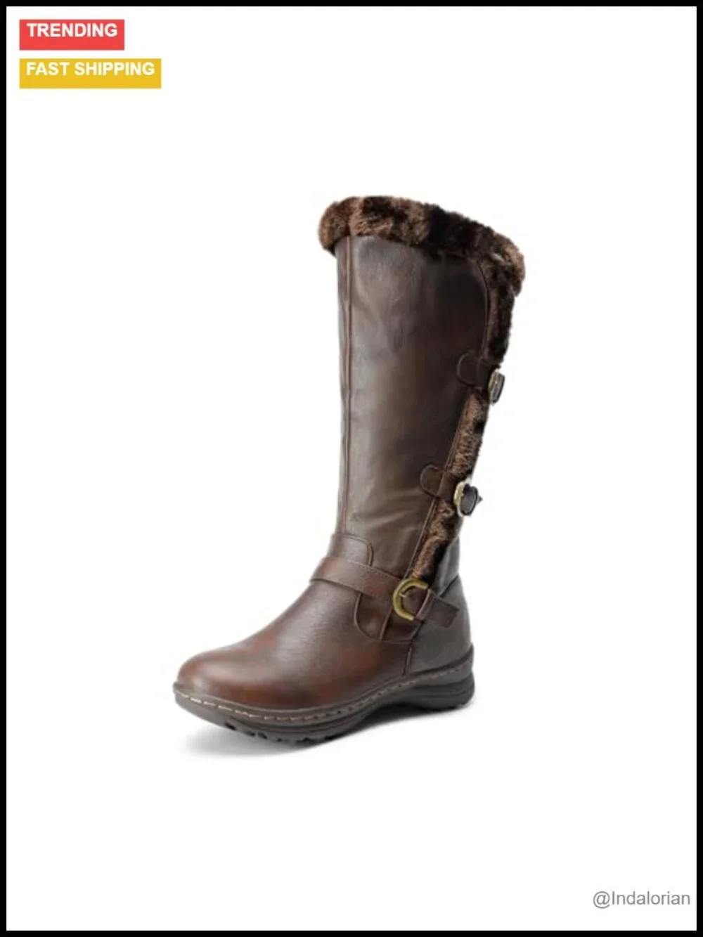 Knee High Winter Snow Boots with Faux Fur Lining and Zipper